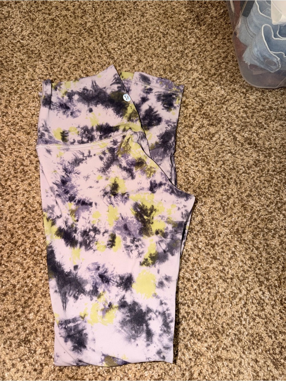 lululemon athletica Pink Tie-Dye Leggings with Black & Yellow Accents